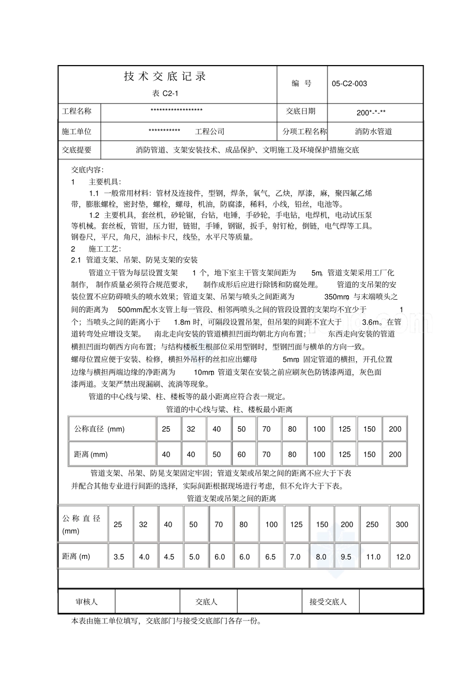 5、消防水管道安装技术交底_secret剖析_第1页