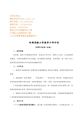 红旗实验小学教学工作计划方案