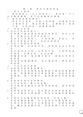 人教版九年级政治复习提纲