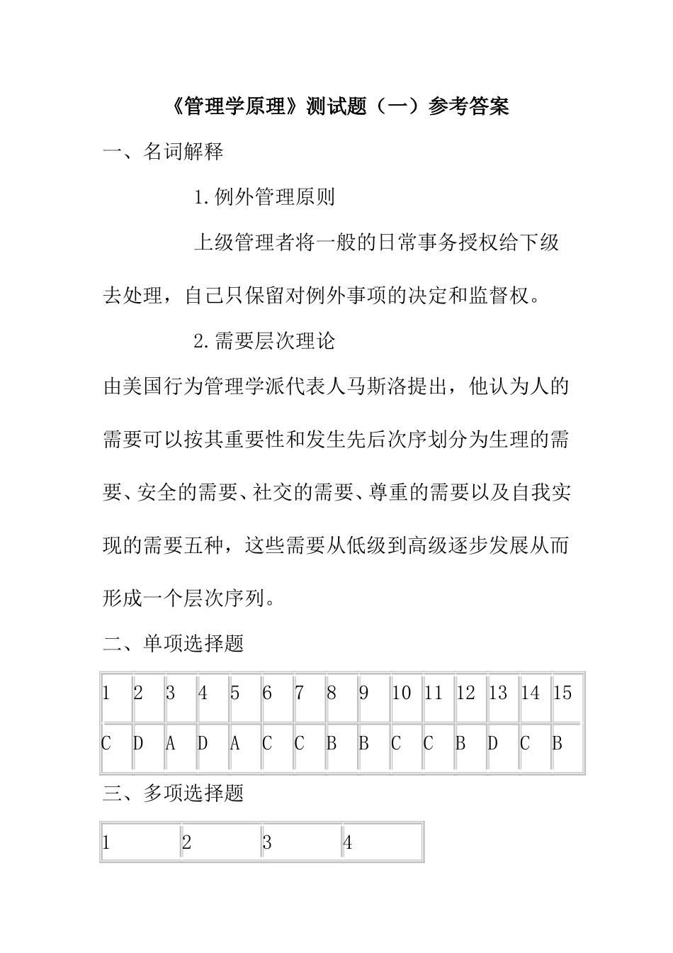 管理学测试答案_第1页