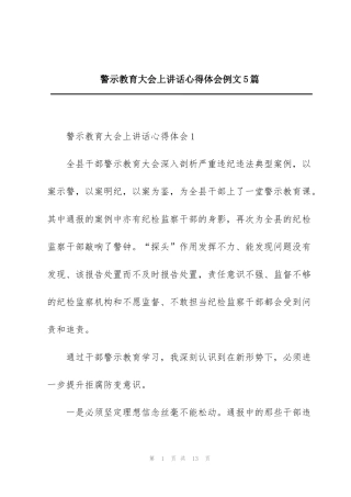 警示教育大会上讲话心得体会例文5篇