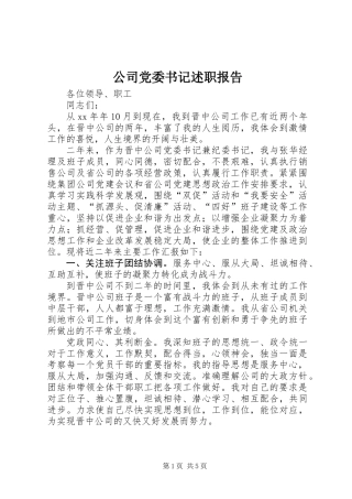 公司党委书记述职报告 (2)