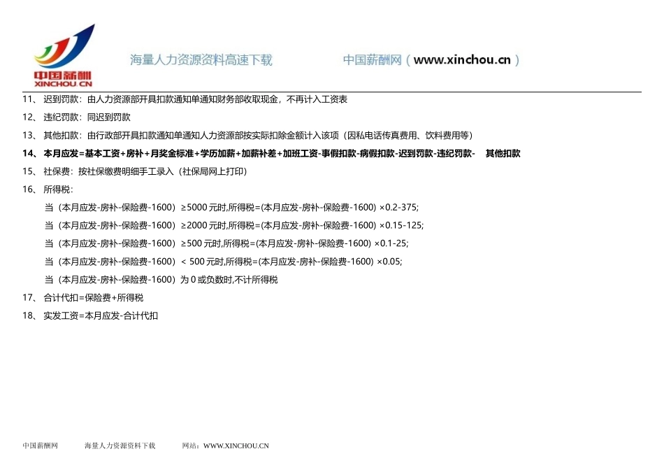 工资计算公式列表表项_第3页