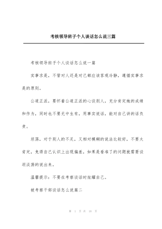考核领导班子个人谈话怎么说三篇