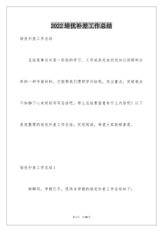 2024培优补差工作总结_1