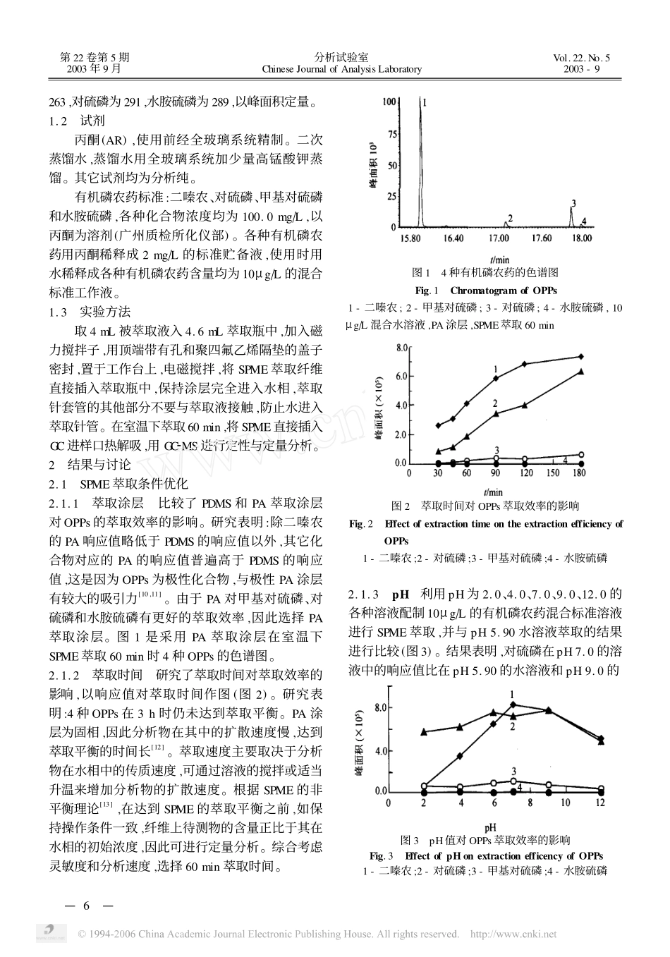 固相微萃取2气相色谱2质谱联用分析环境水样中痕量有机磷农药_第2页
