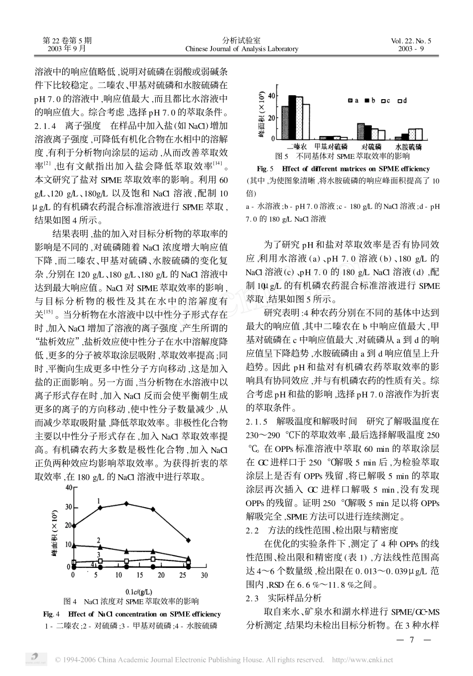 固相微萃取2气相色谱2质谱联用分析环境水样中痕量有机磷农药_第3页