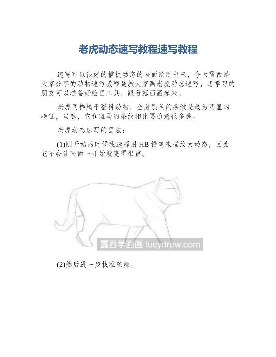 老虎动态速写教程速写教程_第1页