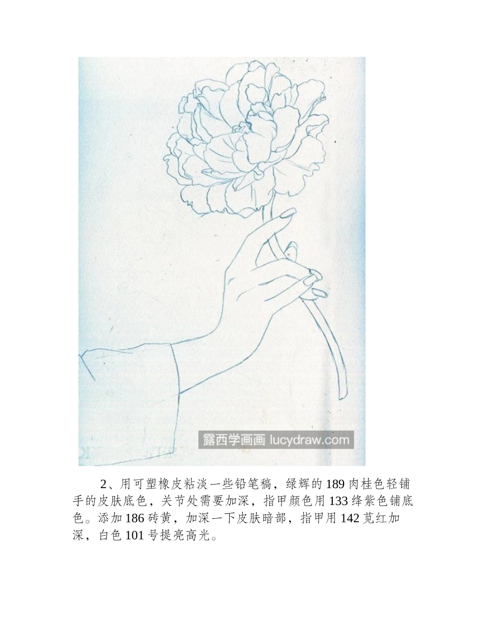 牡丹玉手怎么画_详细的彩铅教程分享彩铅画教程_第2页