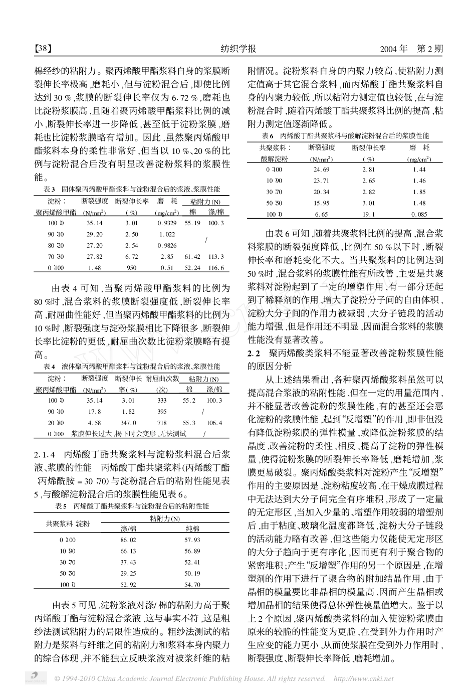 聚丙烯酸浆料对淀粉浆液浆膜性能的影响_第2页