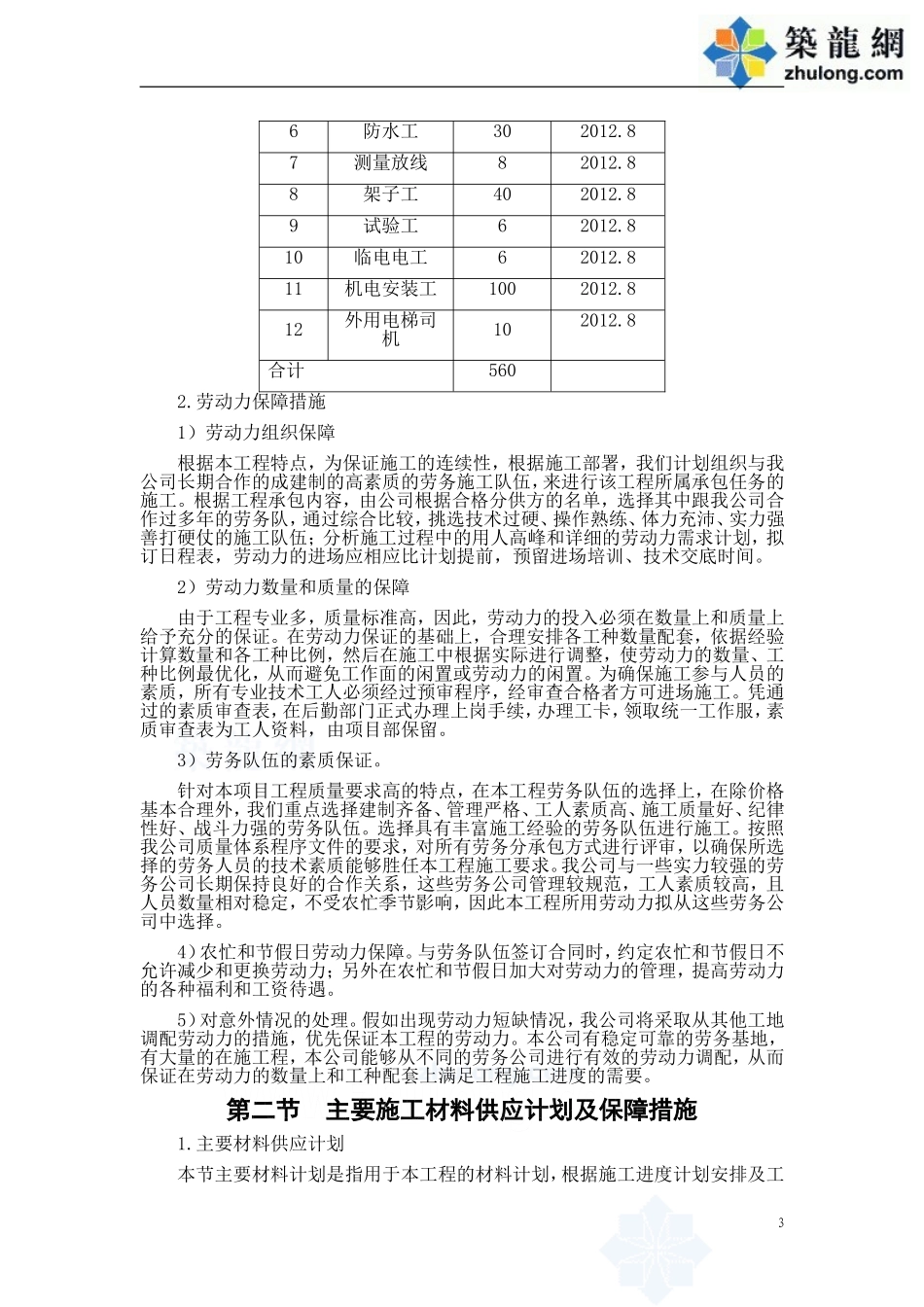 劳动力、机械设备、主要材料进场计划_第3页