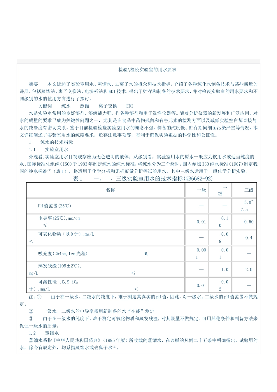 检验检疫实验室的用水要求_第1页