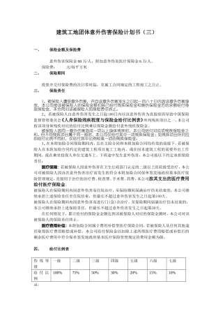 建筑工地团体意外伤害保险计划二