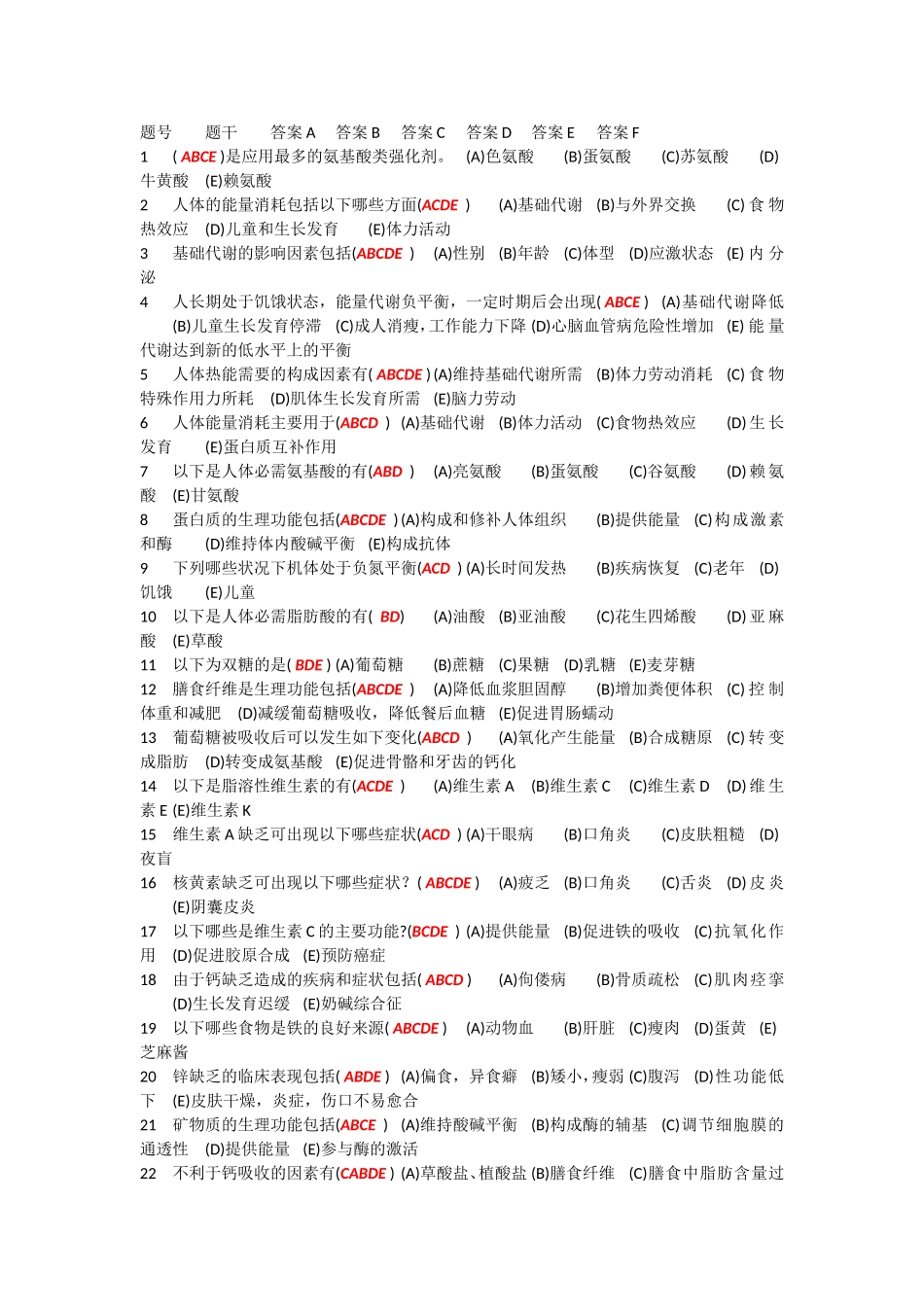 河北经贸大学食品营养与保健多选题_第1页