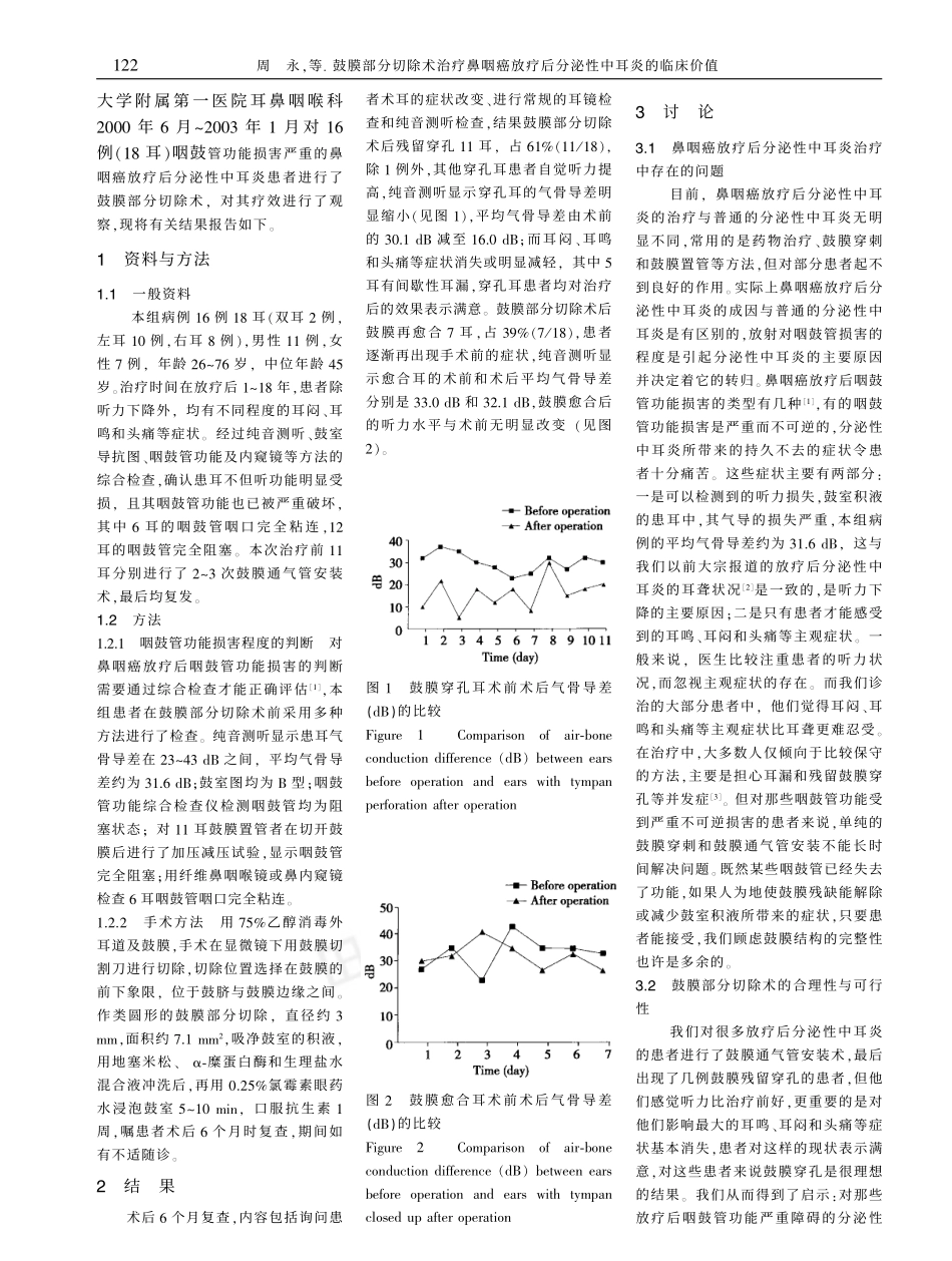 鼓膜部分切除术治疗鼻咽癌放疗后分泌性中耳炎_第2页