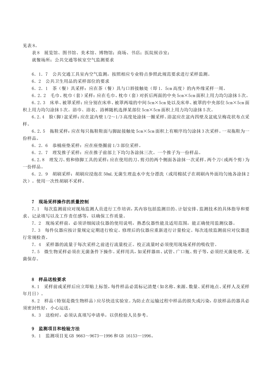 公共场所卫生监测技术规范GB17220-1998_第3页