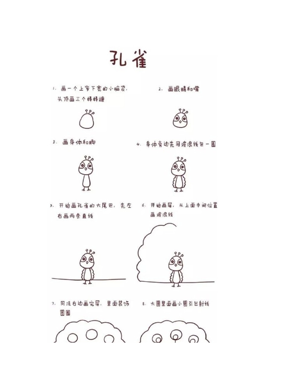 孔雀的简笔画怎么画_简笔画教程2_第2页