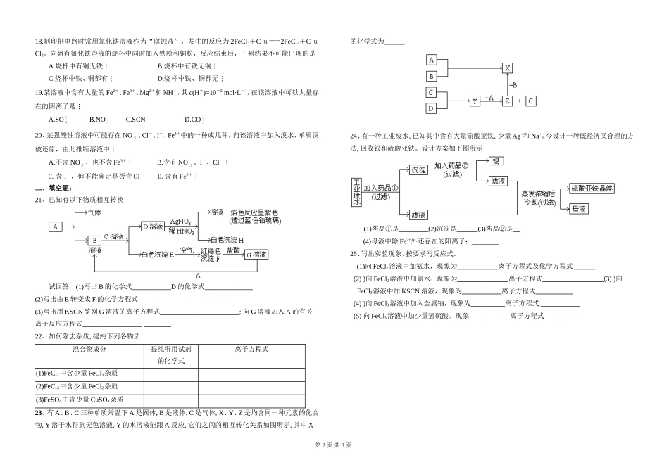 铁及其化合物强化训练_第2页