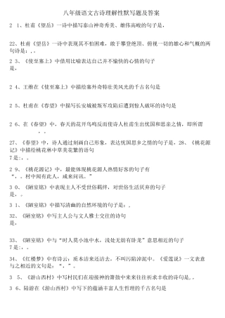 八年级语文古诗理解性默写题及答案