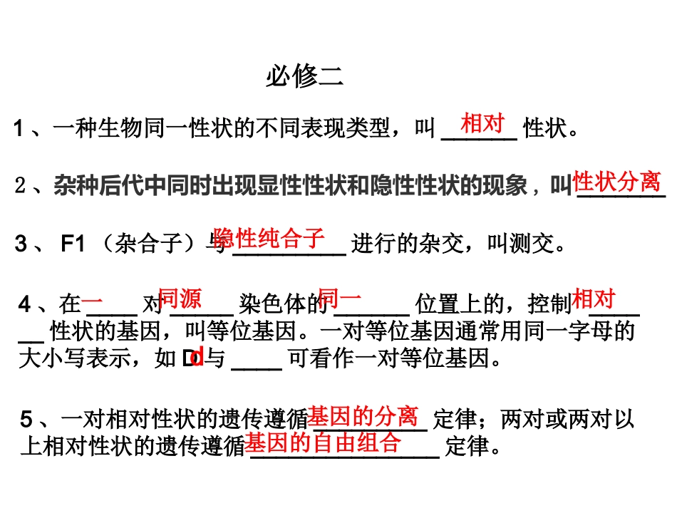 高中生物必修二、精要知识点背默列单_第2页