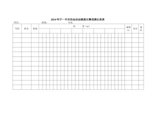 2014年宁一中田径运动会跳高比赛成绩记录表