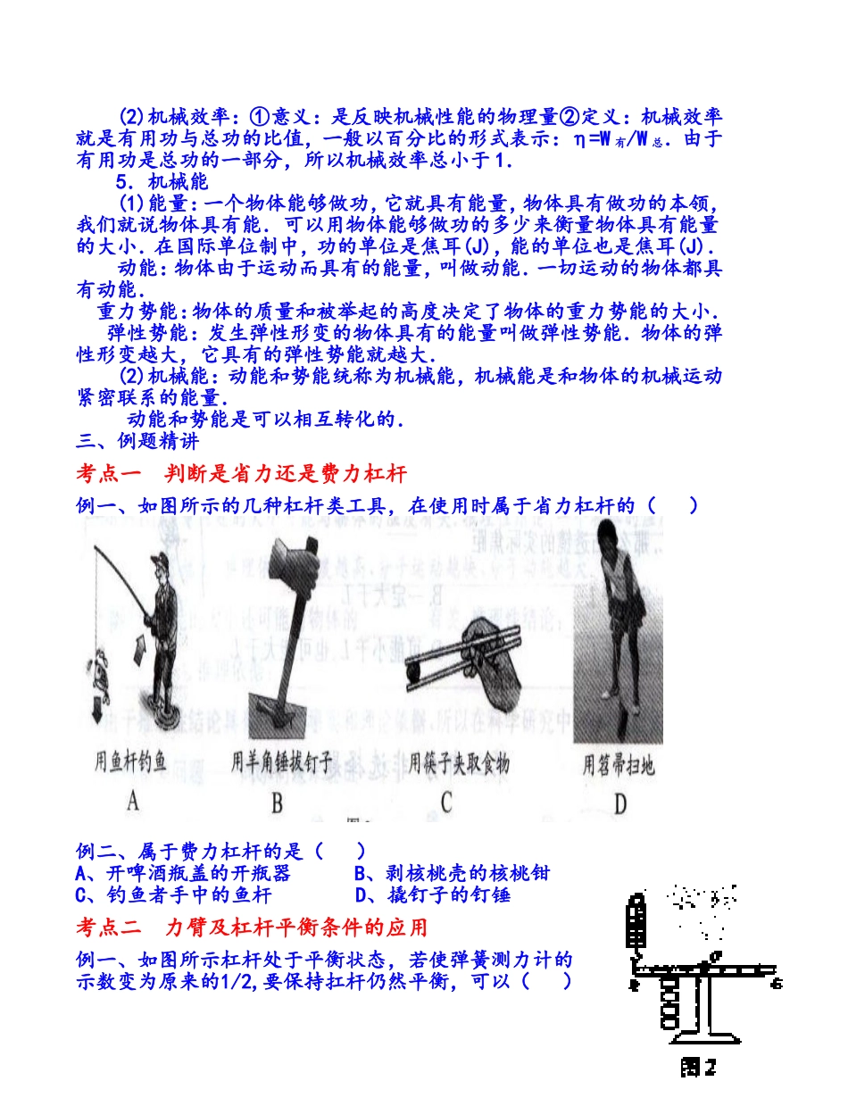 《简单机械》复习课教学设计及课内练习_第3页