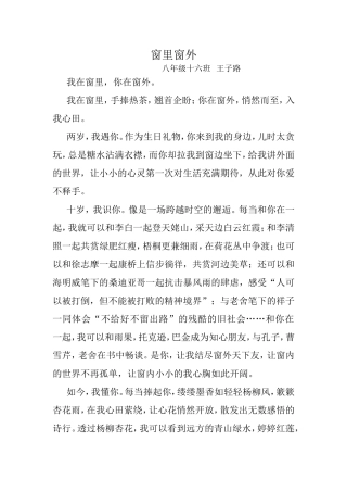窗里窗外王子路