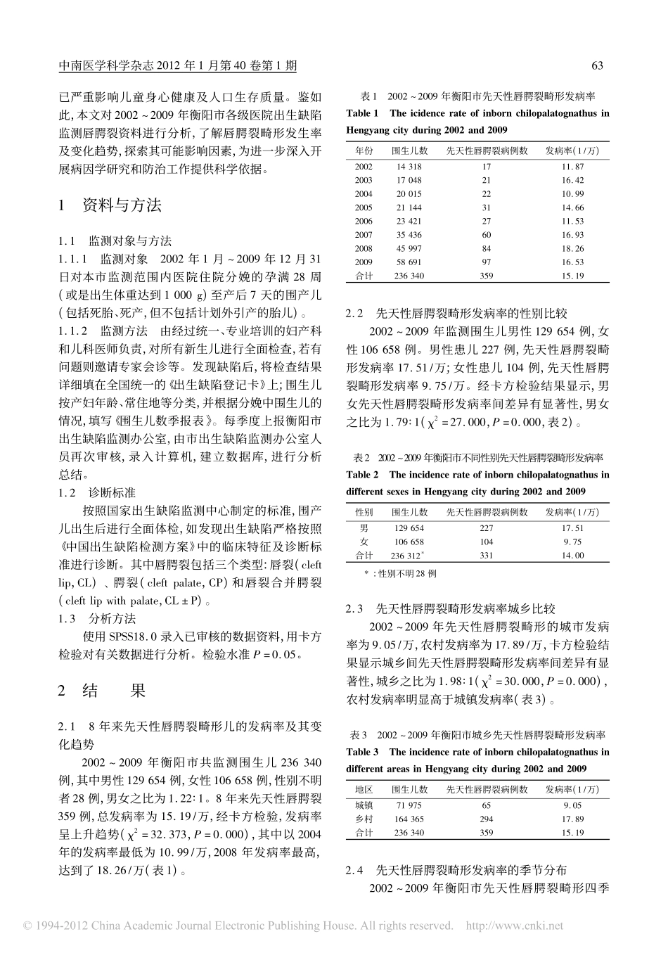 衡阳市2002_2009年围生儿先天性唇腭裂畸形监测分析_周发平_第2页