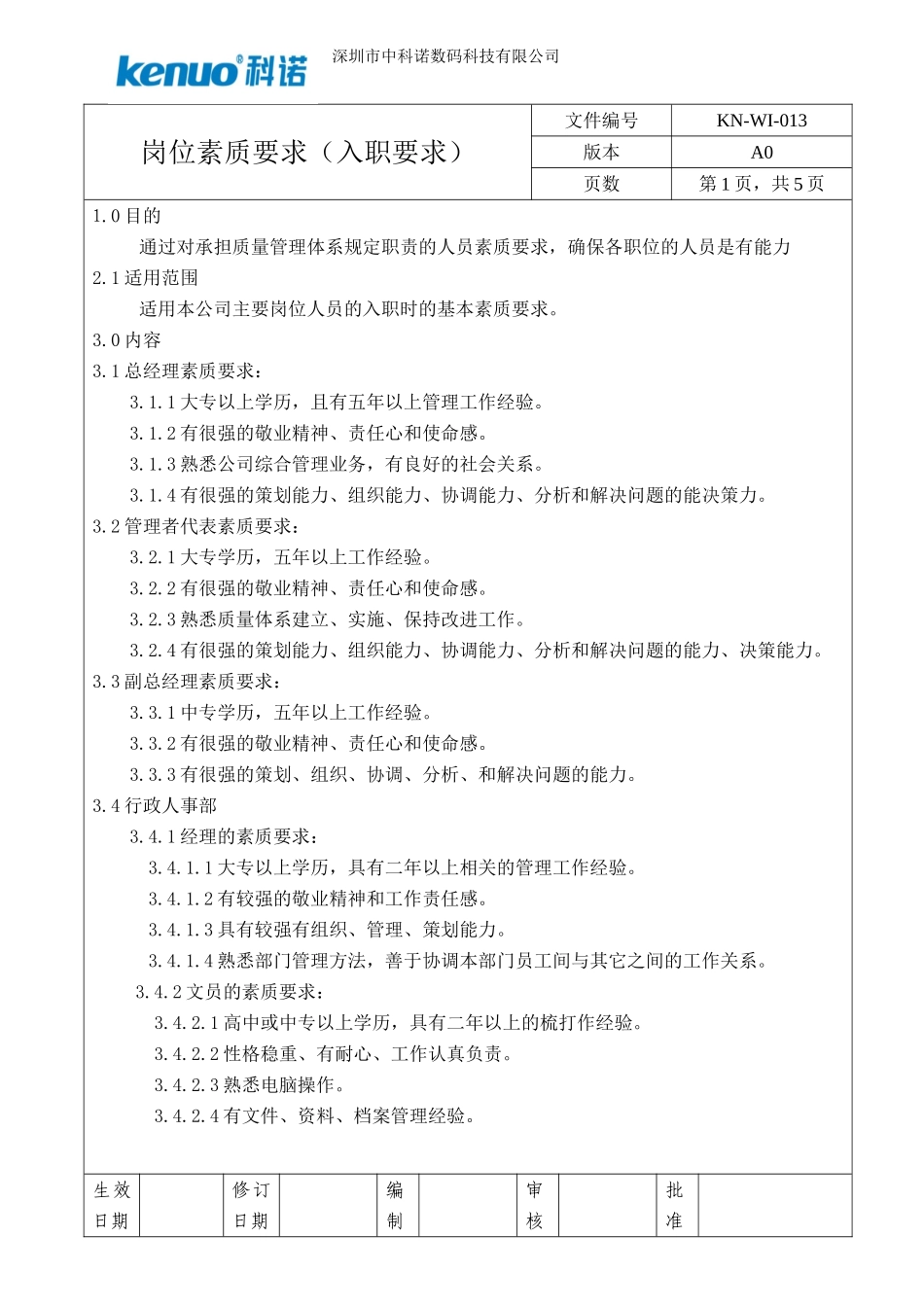 岗位素质要求_第1页