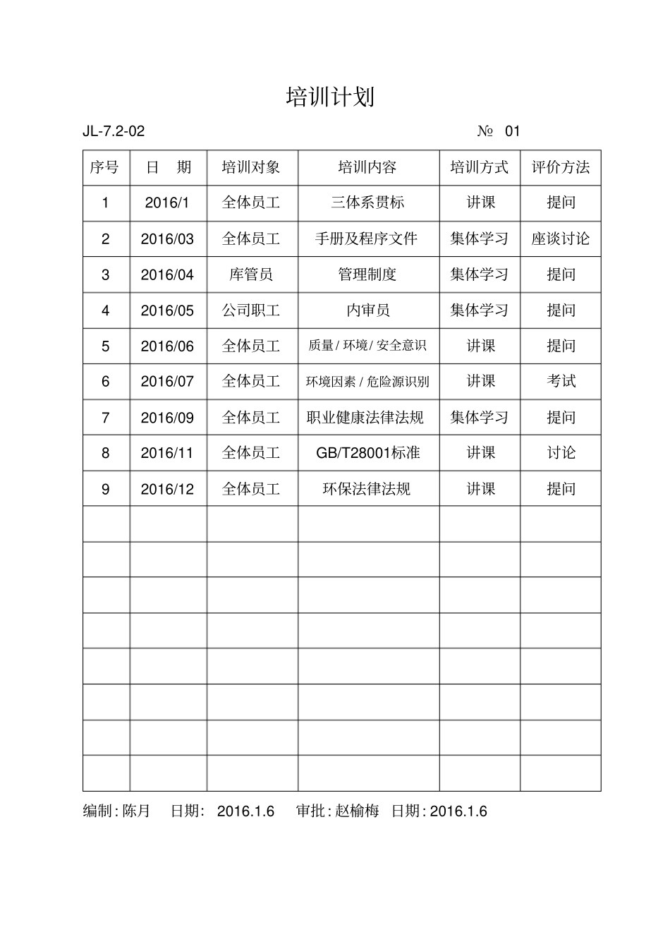 73培训计划和记录_第1页