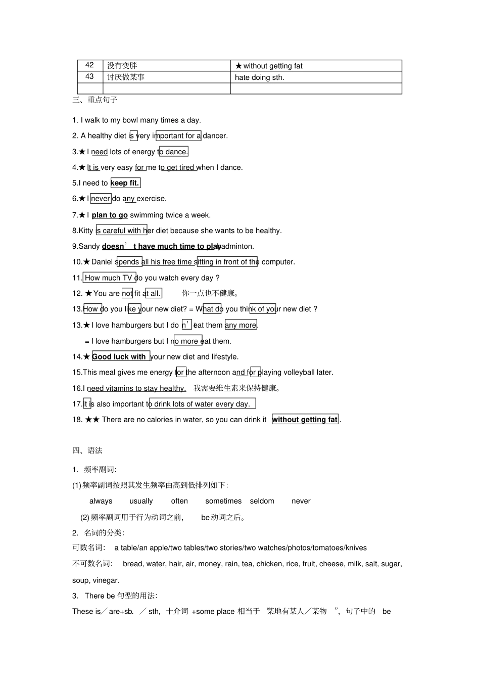 7Aunit6foodandlifestyle知识点归纳汇总_第3页