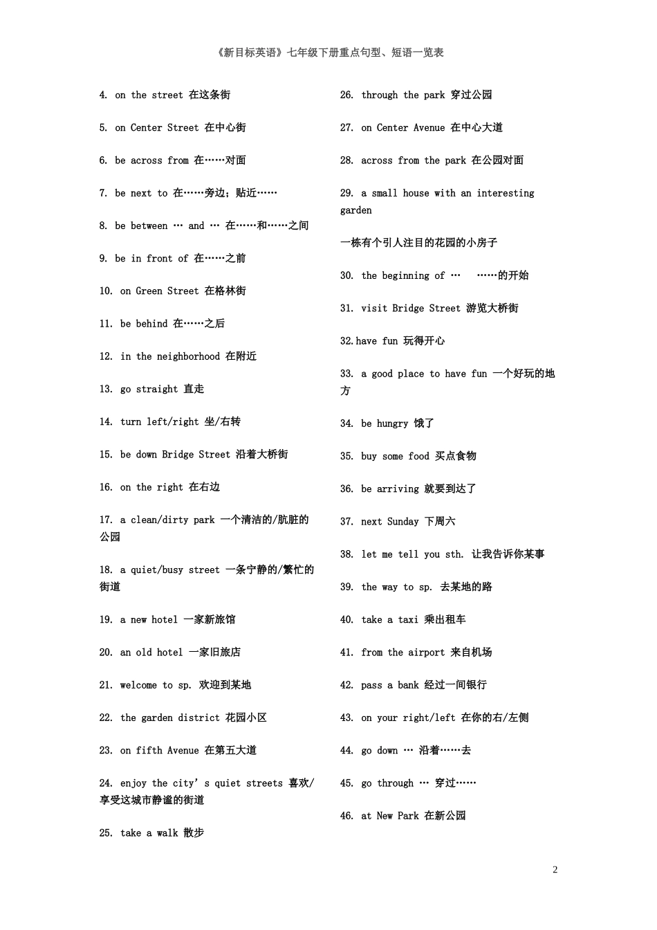 新目标英语七年级下册重点句型短语一览表_第2页