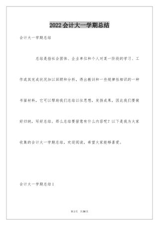 2024会计大一学期总结
