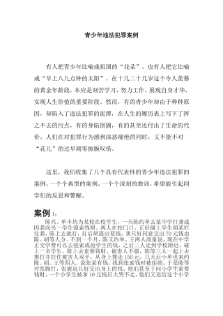 青少年违法犯罪案例
