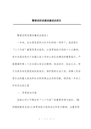 警察述职述德述廉述法报告