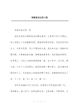 考察谈话记录三则