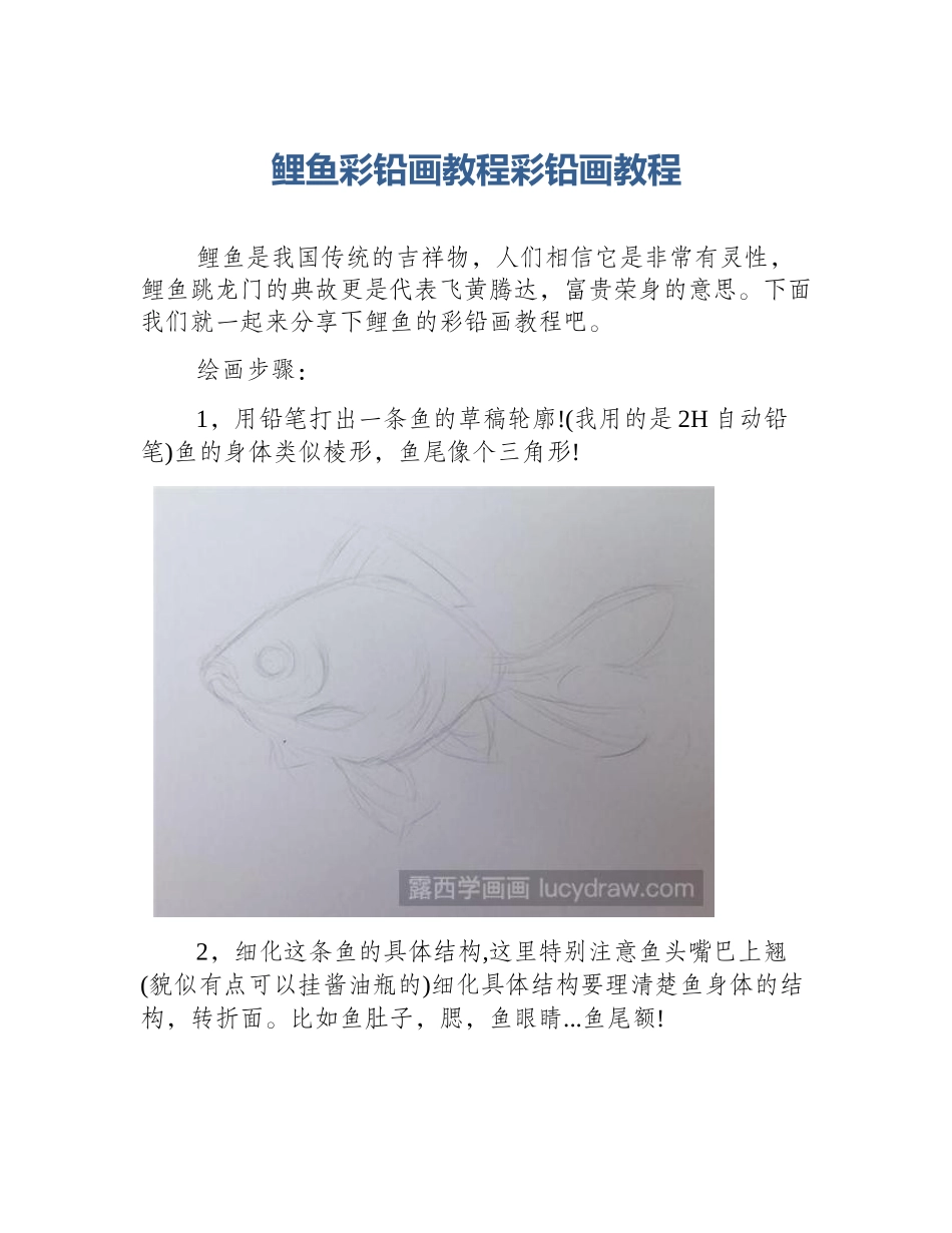 鲤鱼彩铅画教程彩铅画教程_第1页