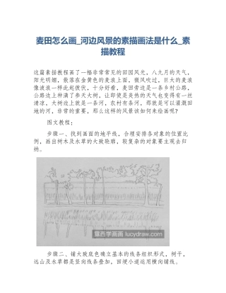 麦田怎么画_河边风景的素描画法是什么_素描教程