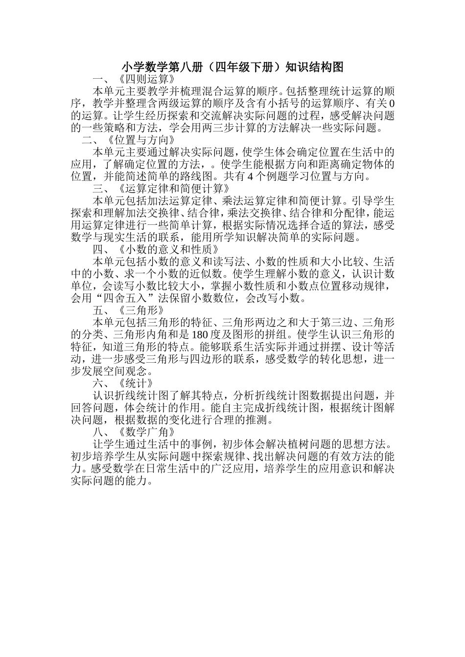 小学数学第八册知识结构图_第1页