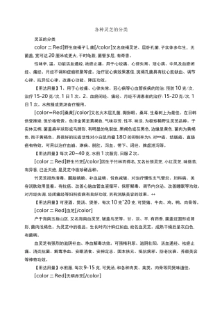 各种灵芝的分类