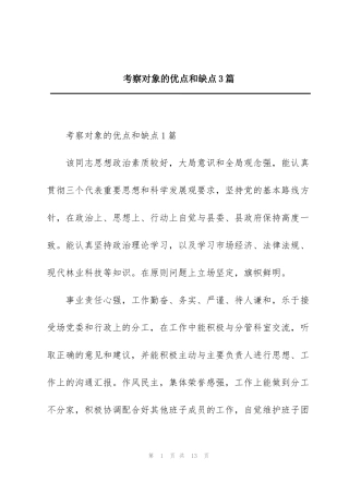 考察对象的优点和缺点3篇