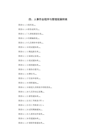 人事作业程序及管理规章附表