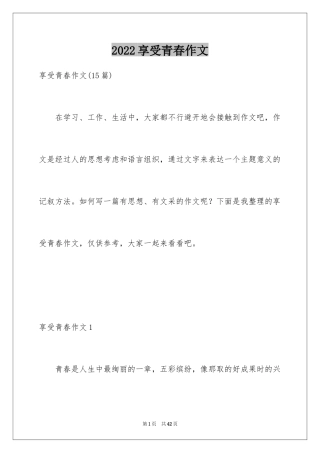 2024享受青春作文