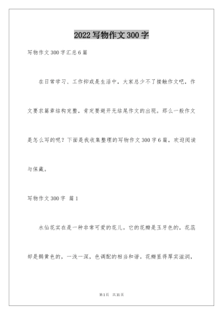2024写物作文300字_260