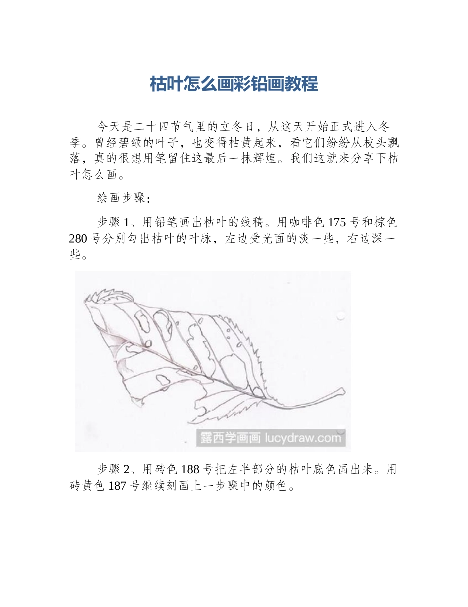 枯叶怎么画彩铅画教程_第1页
