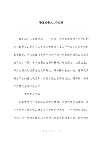 警务站个人工作总结