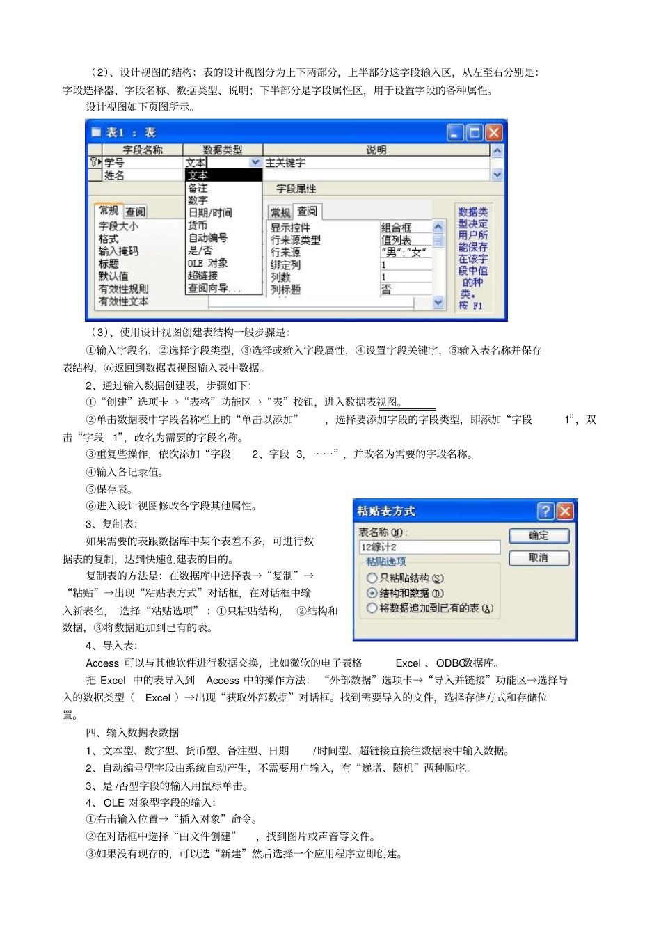 Access-2010数据表知识点资料_第2页