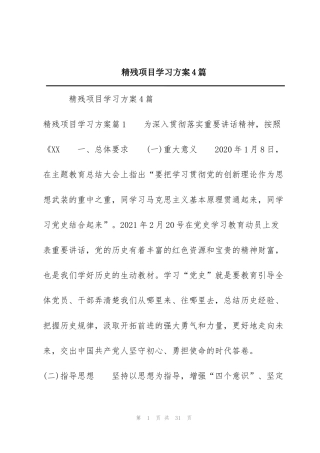 精残项目学习方案4篇