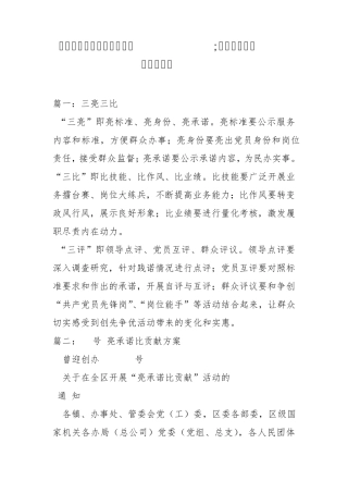 亮标准亮身份亮承诺;比技能比作风比业绩 