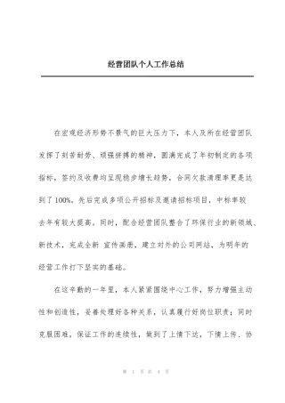经营团队个人工作总结